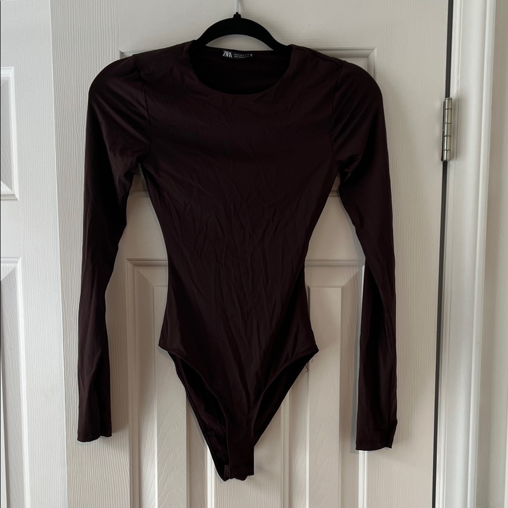 Zara Dark Brown Long Sleeve Bodysuit